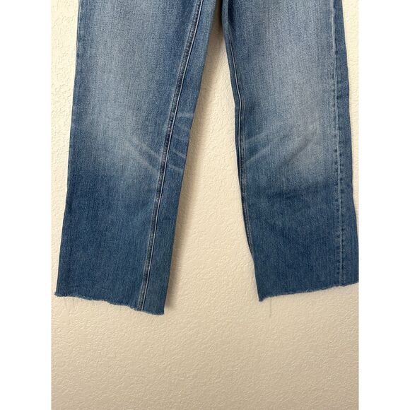 GRLFRND Brooklyn High Rise Straight Jeans Medium Wash Raw Hem Sz 24 - Picture 4 of 10